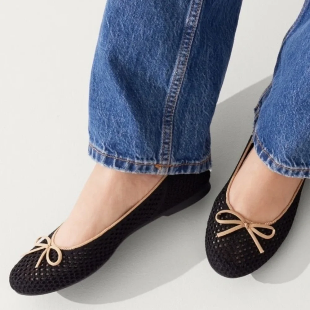 NIB Rothy's the ballet flat in noir mesh Black and Tan Flats size 11.5 - Picture 4 of 10